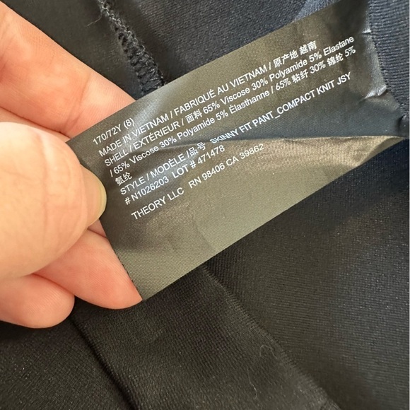 Theory Womens 8 Skinny Pant in Compact Knit Jersey Black High Rise Career - Picture 4 of 7